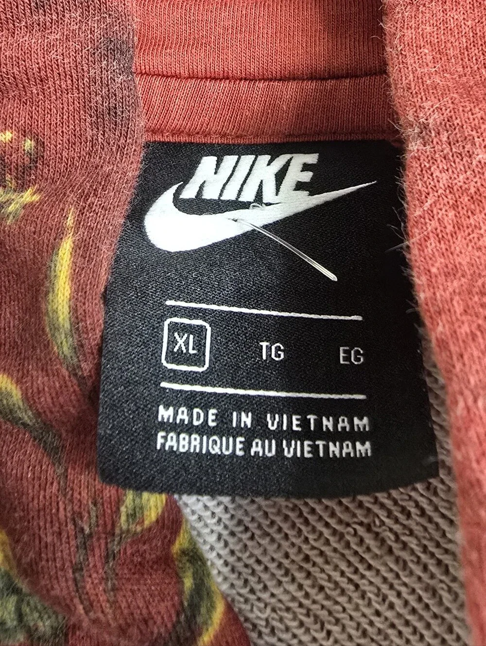 Nike Dove Birds Pullover Hoodie Sweatshirt Size XL Rare Burgundy